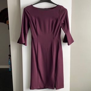 White House Black Market plum mini dress with bell sleeves size 8